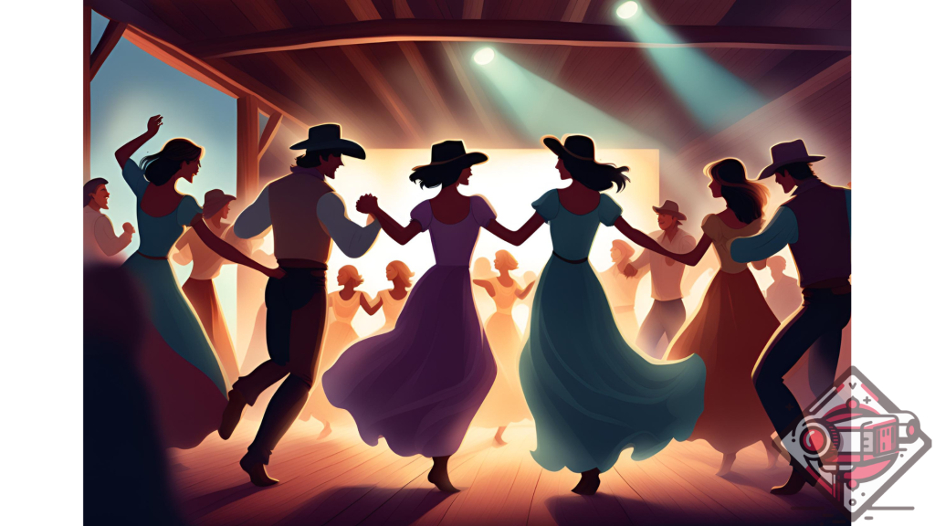 ilustración de la película - Escena de baile en "7 novias para 7 hermanos".