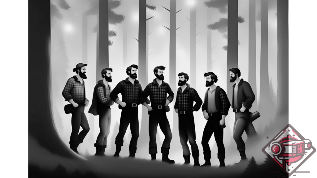 ilustración de la película - Los hermanos Pontipee en el bosque.