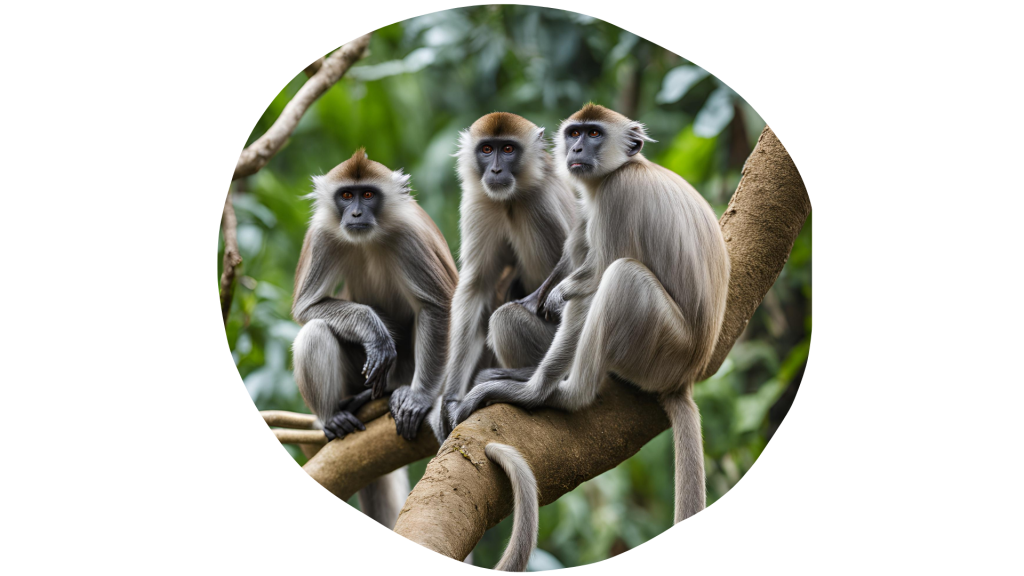 tres macacos cola larga
