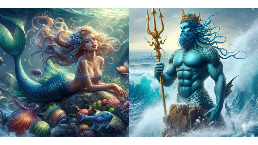 Una sirena nadando en aguas cristalinas