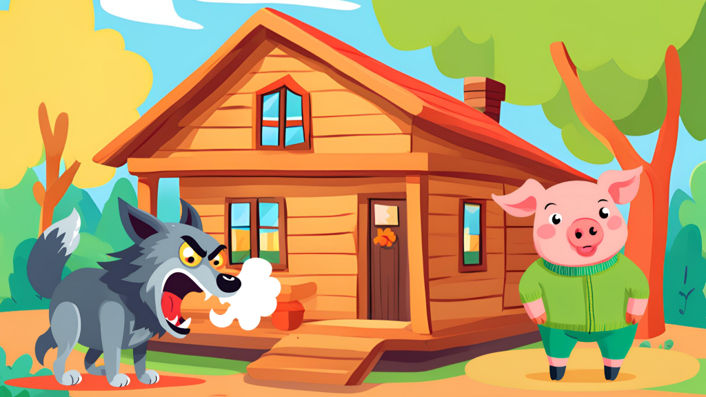 Segundo cerdito y su casa de madera