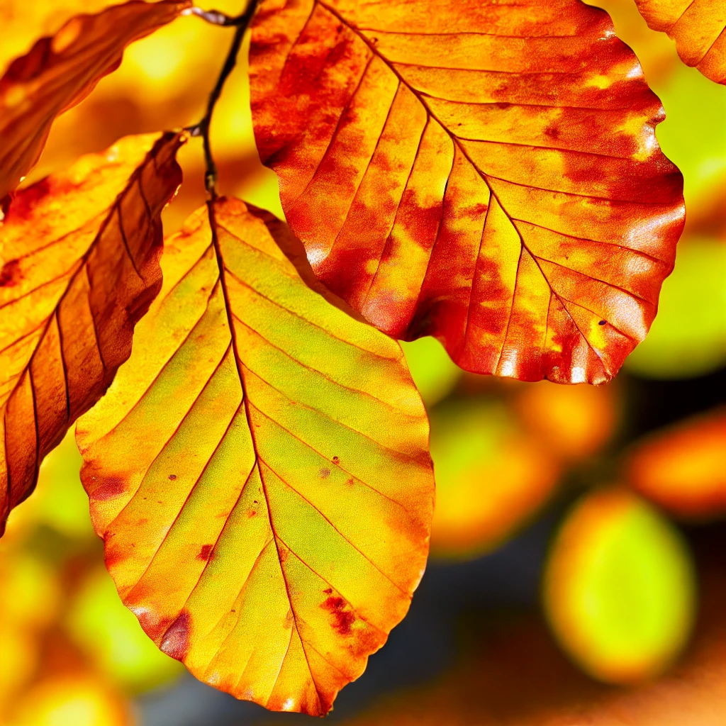 Hojas de haya en otoño.