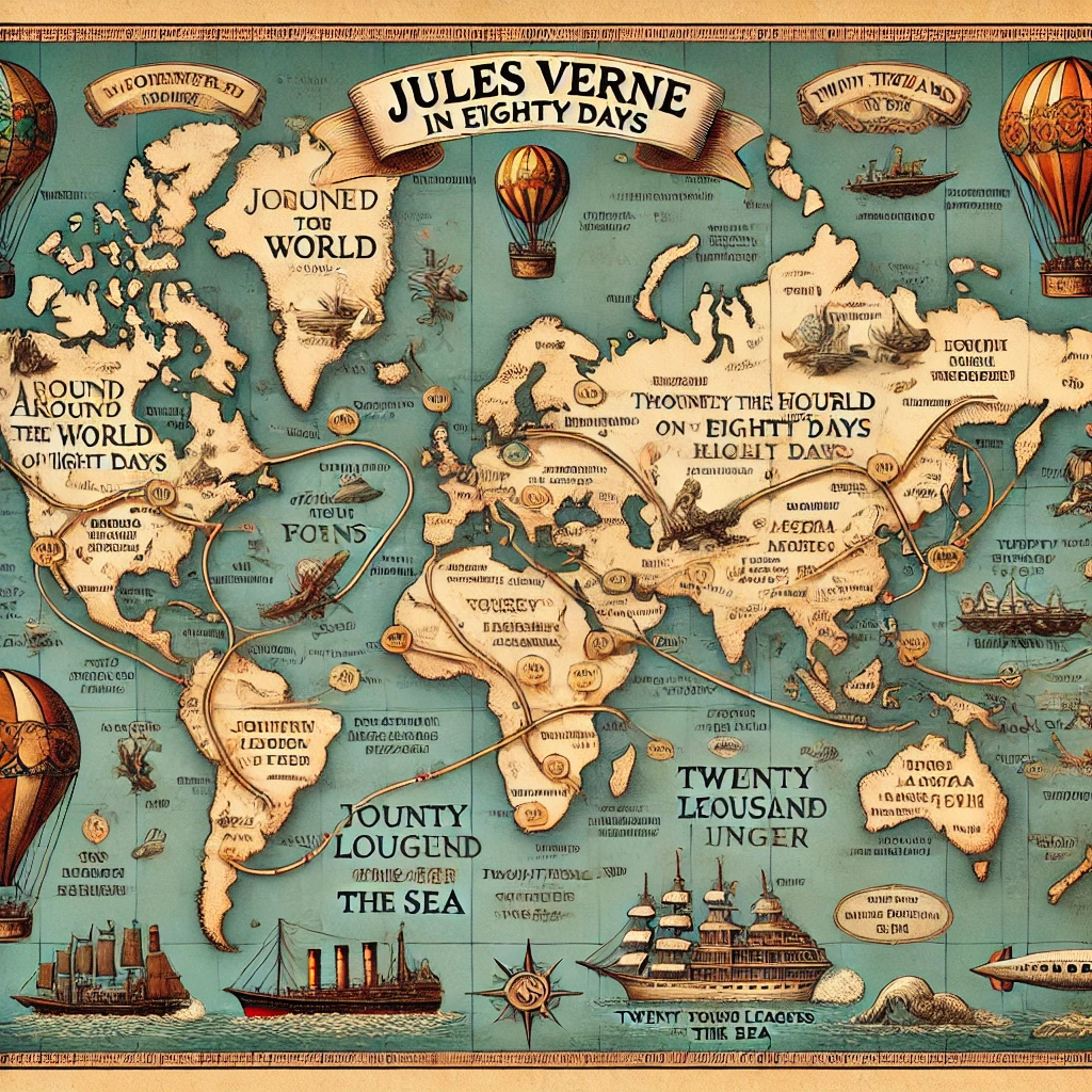 Mapa de aventuras de Julio Verne