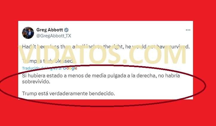 Mensaje en redes sociales de Greg Abbott