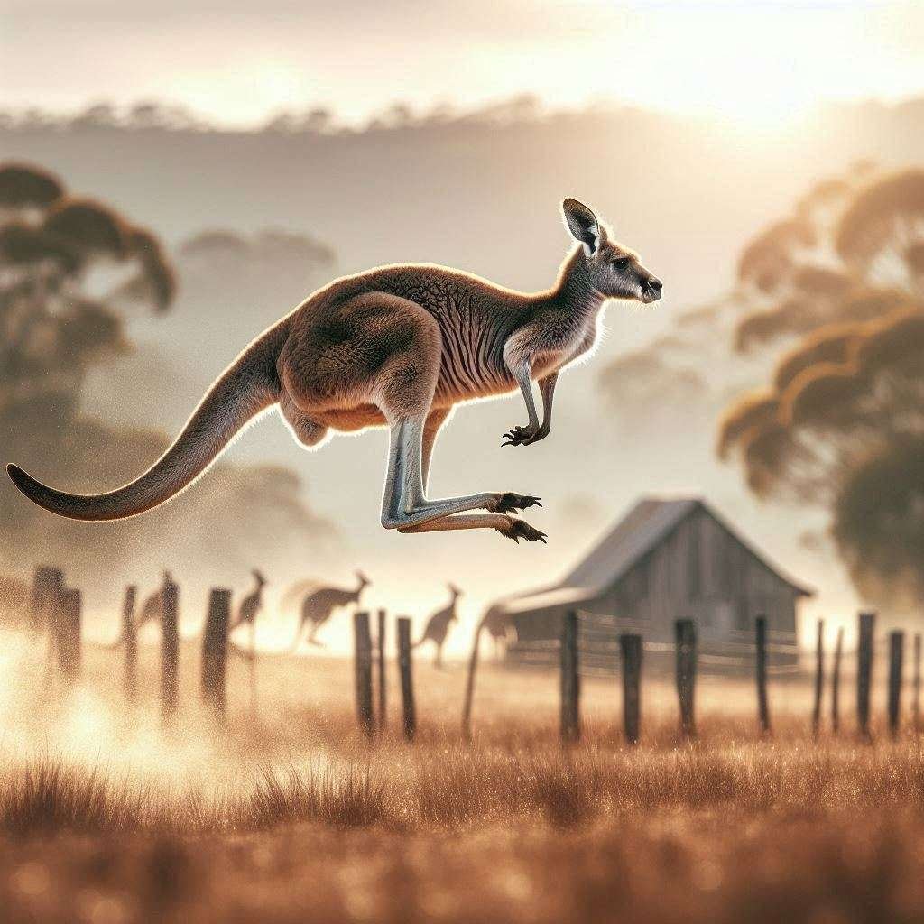 Canguro saltando en Australia