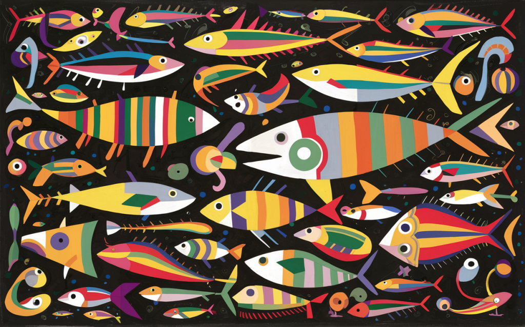 Joan Miró cuadro con peces de colores