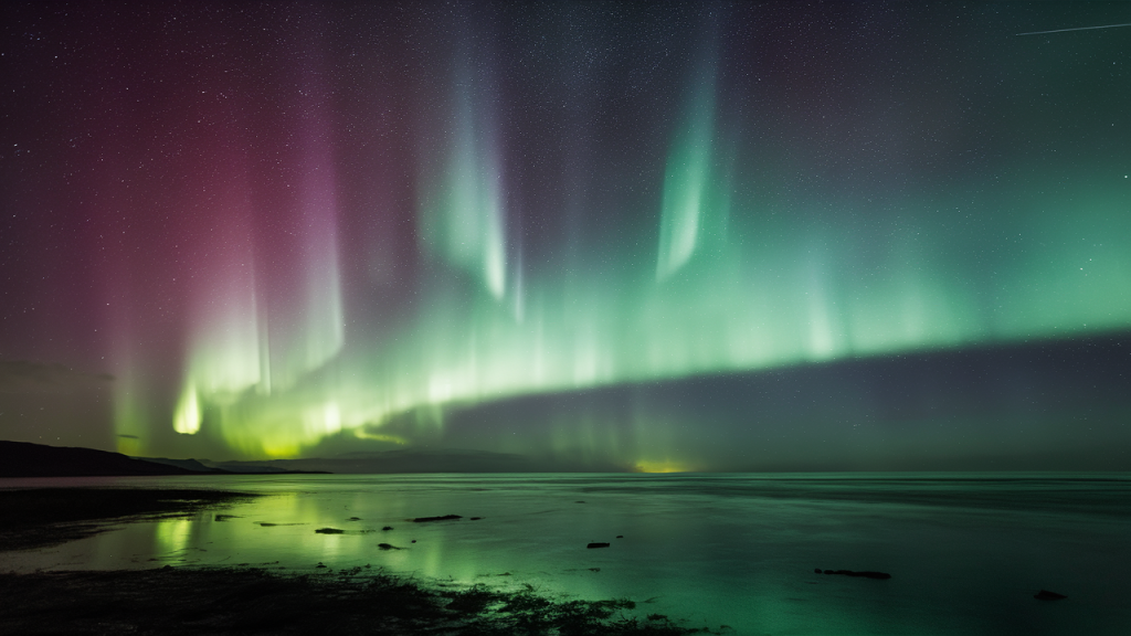 Auroras boreales causadas por actividad solar en un máximo solar.