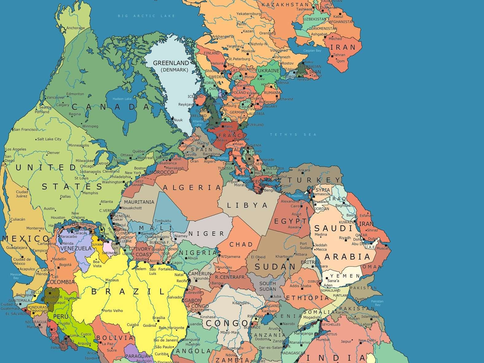 Curiosidades del mundo en un divertido gif del mapamundi de Pangea